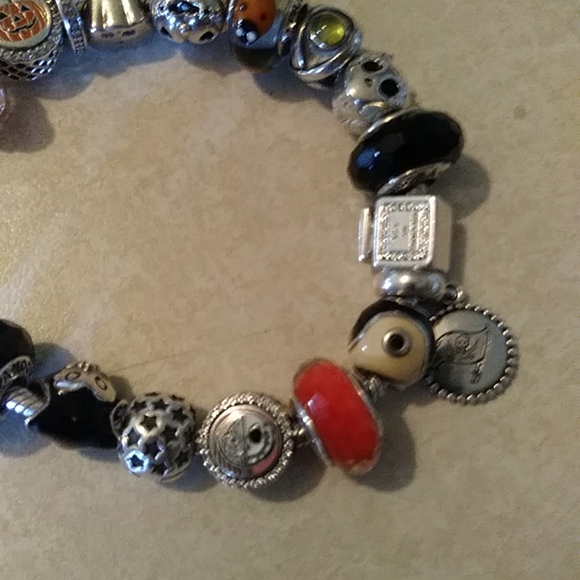 Auth PANDORA 20 CHARMS Halloween bracelet all auth retired new and used 8.5 brac - Picture 5 of 9